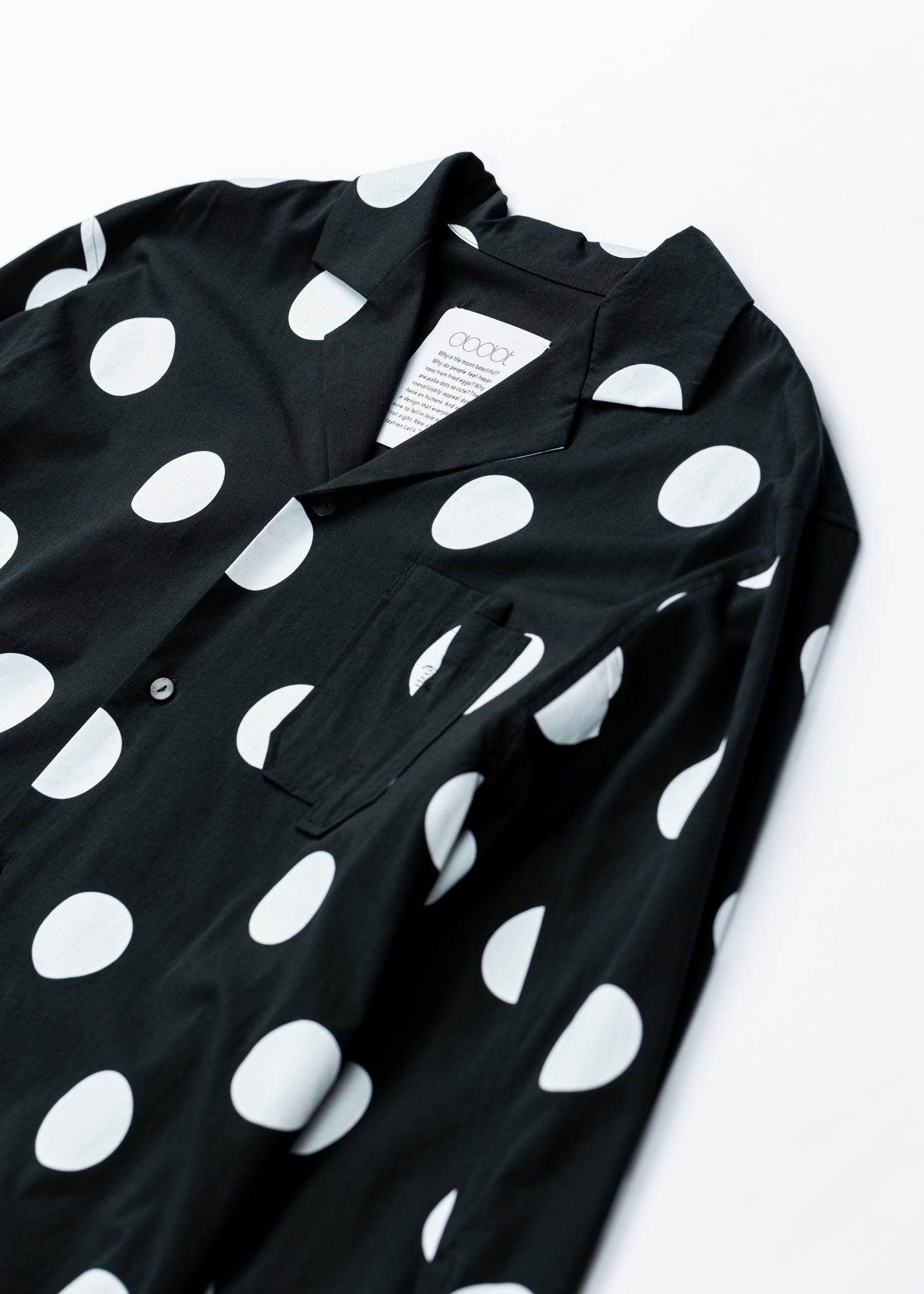 φ2inch dot Print Double Cuff Rough Shirt BLACK