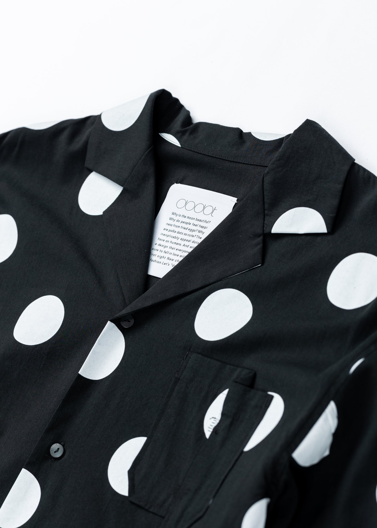 φ2inch dot Print Double Cuff Rough Shirt BLACK