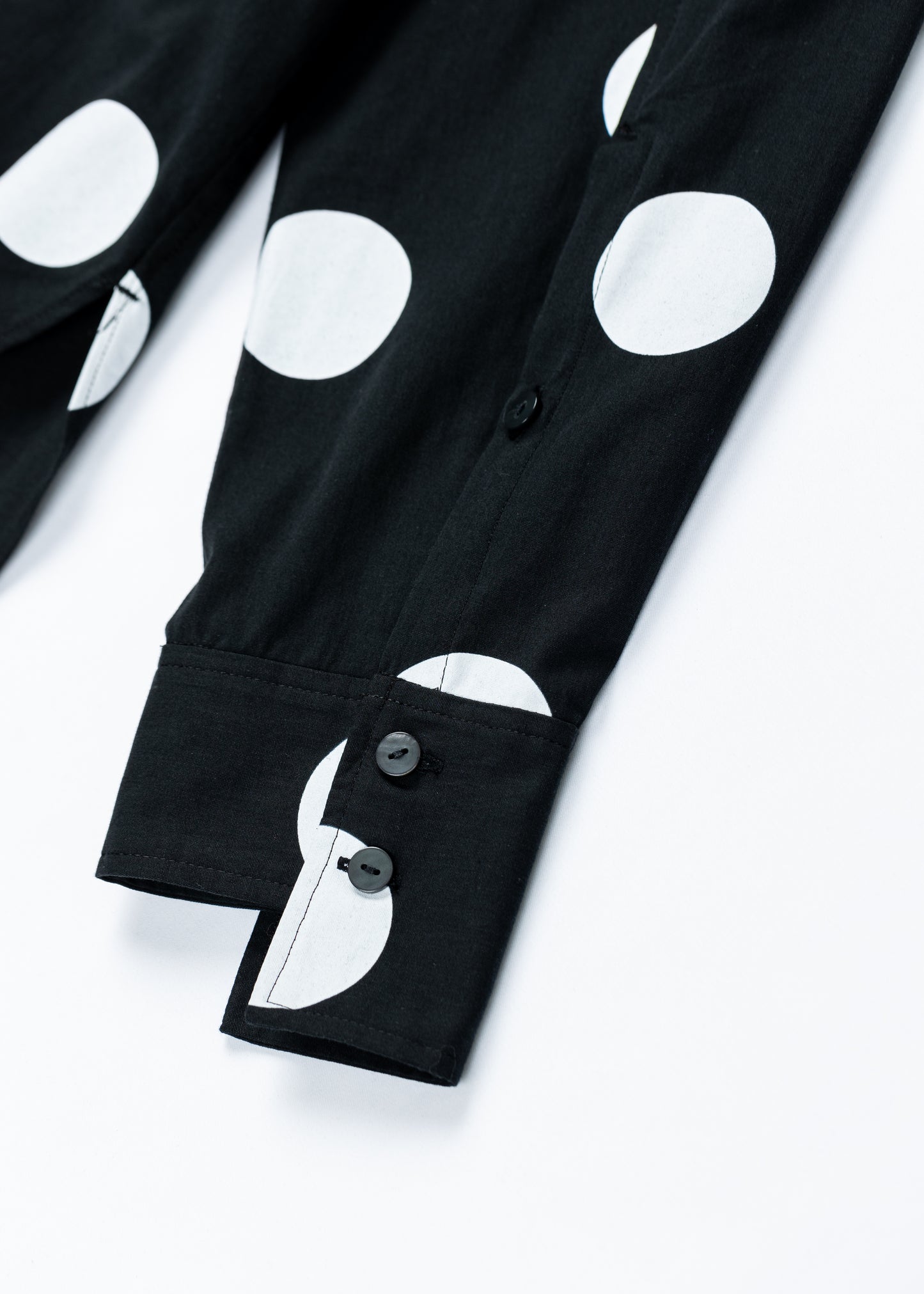 φ2inch dot Print Double Cuff Rough Shirt BLACK