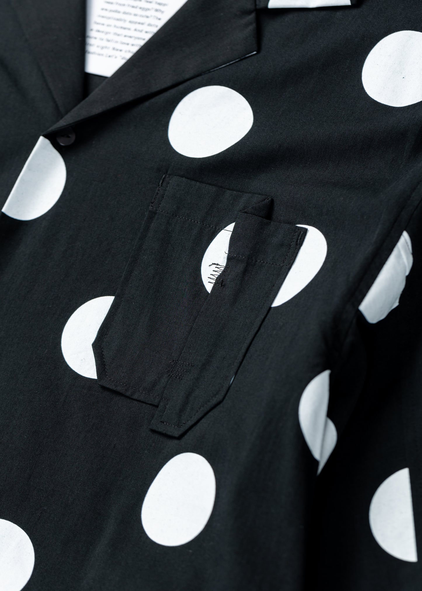 φ2inch dot Print Double Cuff Rough Shirt BLACK