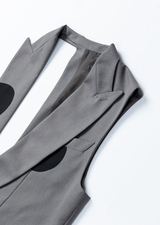 φ5inch dot Print Half Jacket GRAY