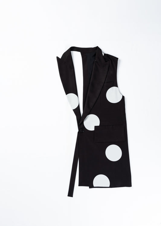 φ5inch dot Print Half Jacket BLACK