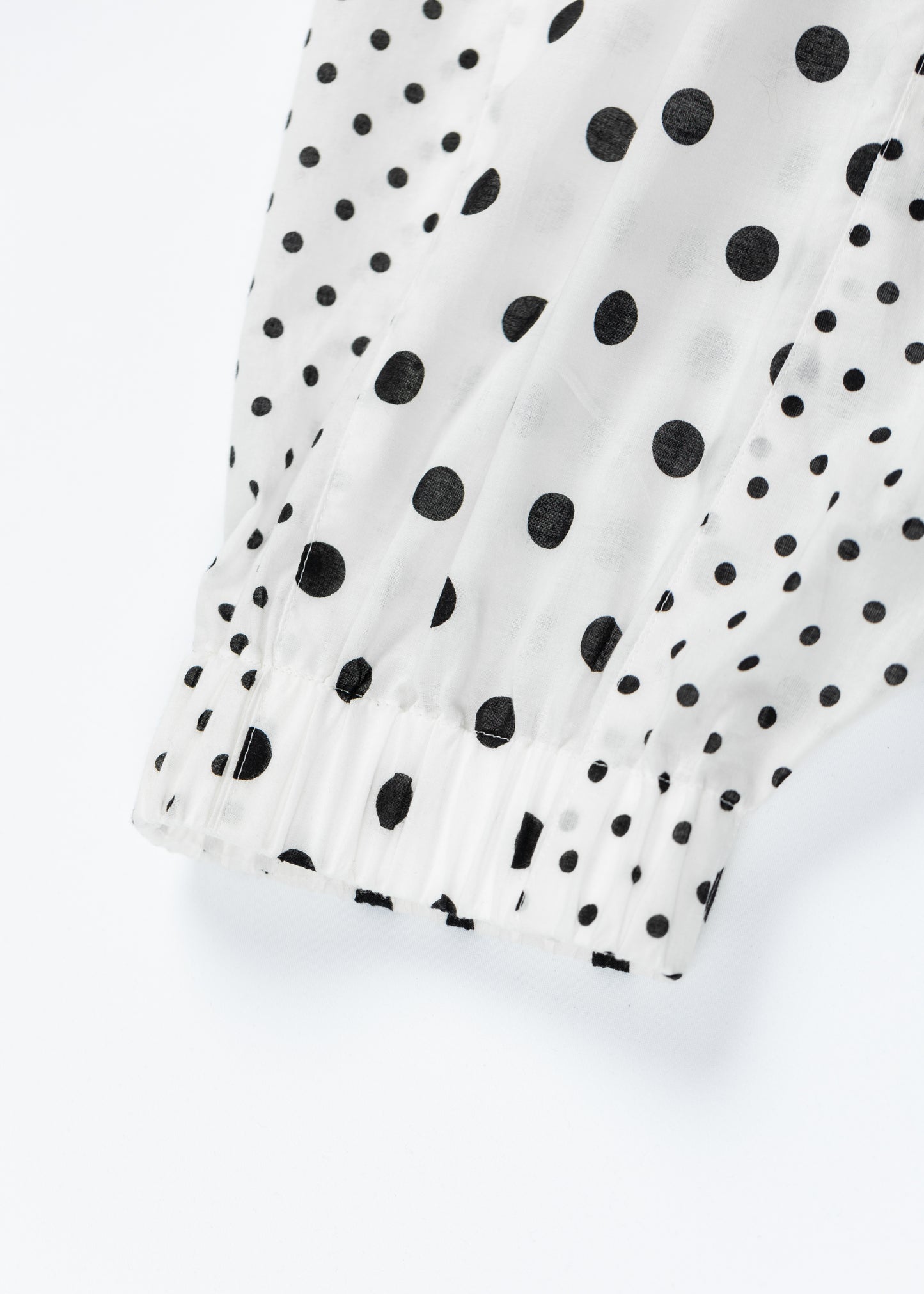 Cotton Dot Print Design Panel Pants WHITE