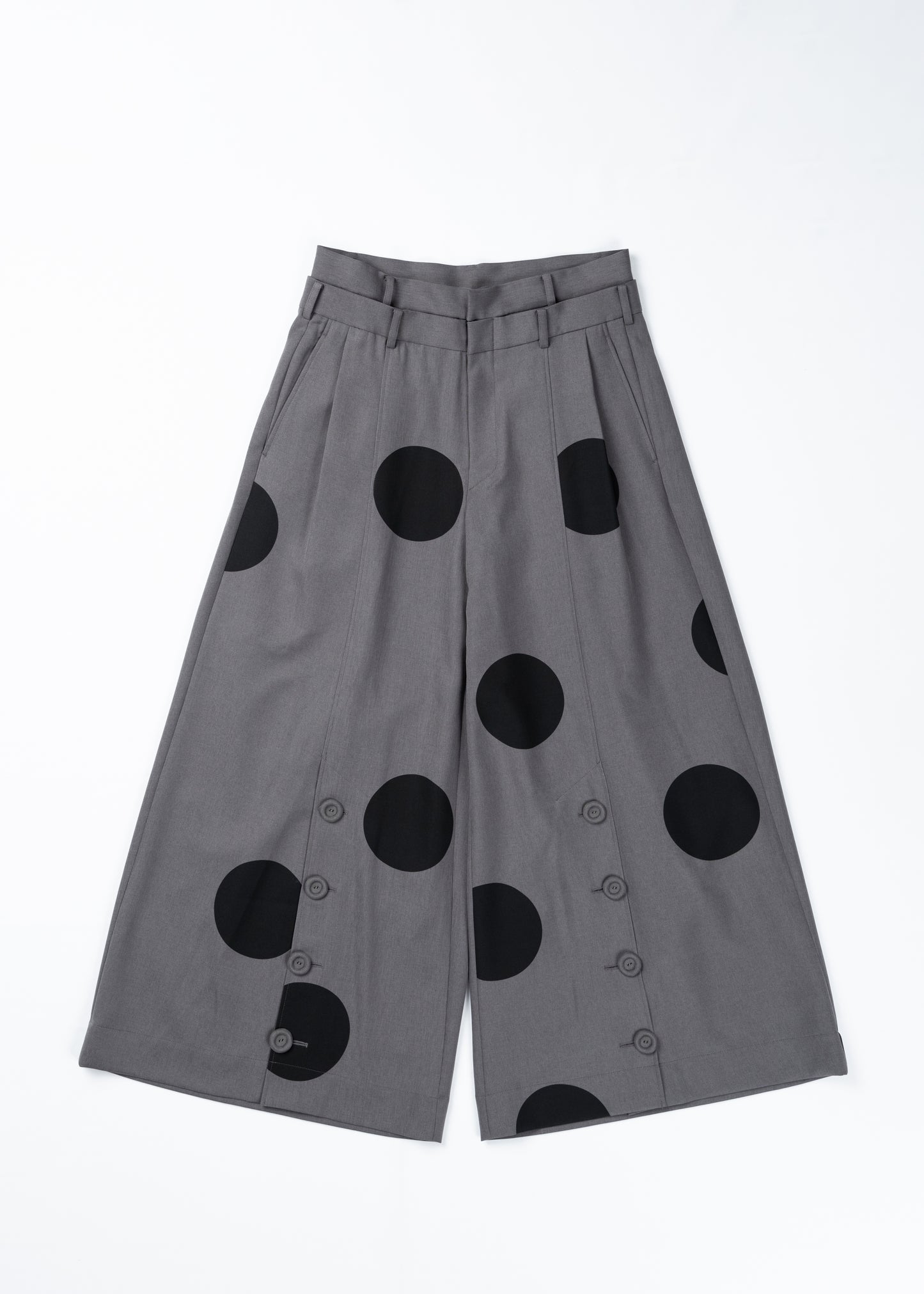 φ5inch dot Double Waist Wide Pants GRAY