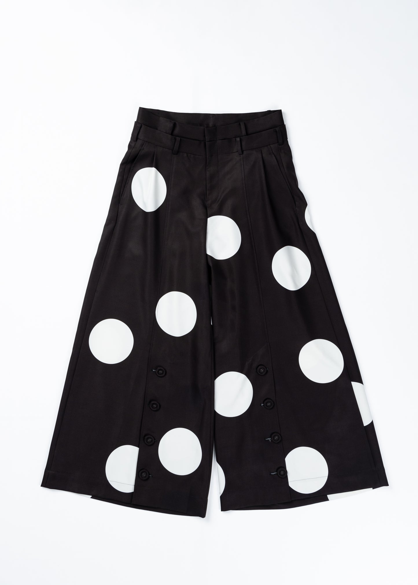 φ5inch dot Double Waist Wide Pants BLACK