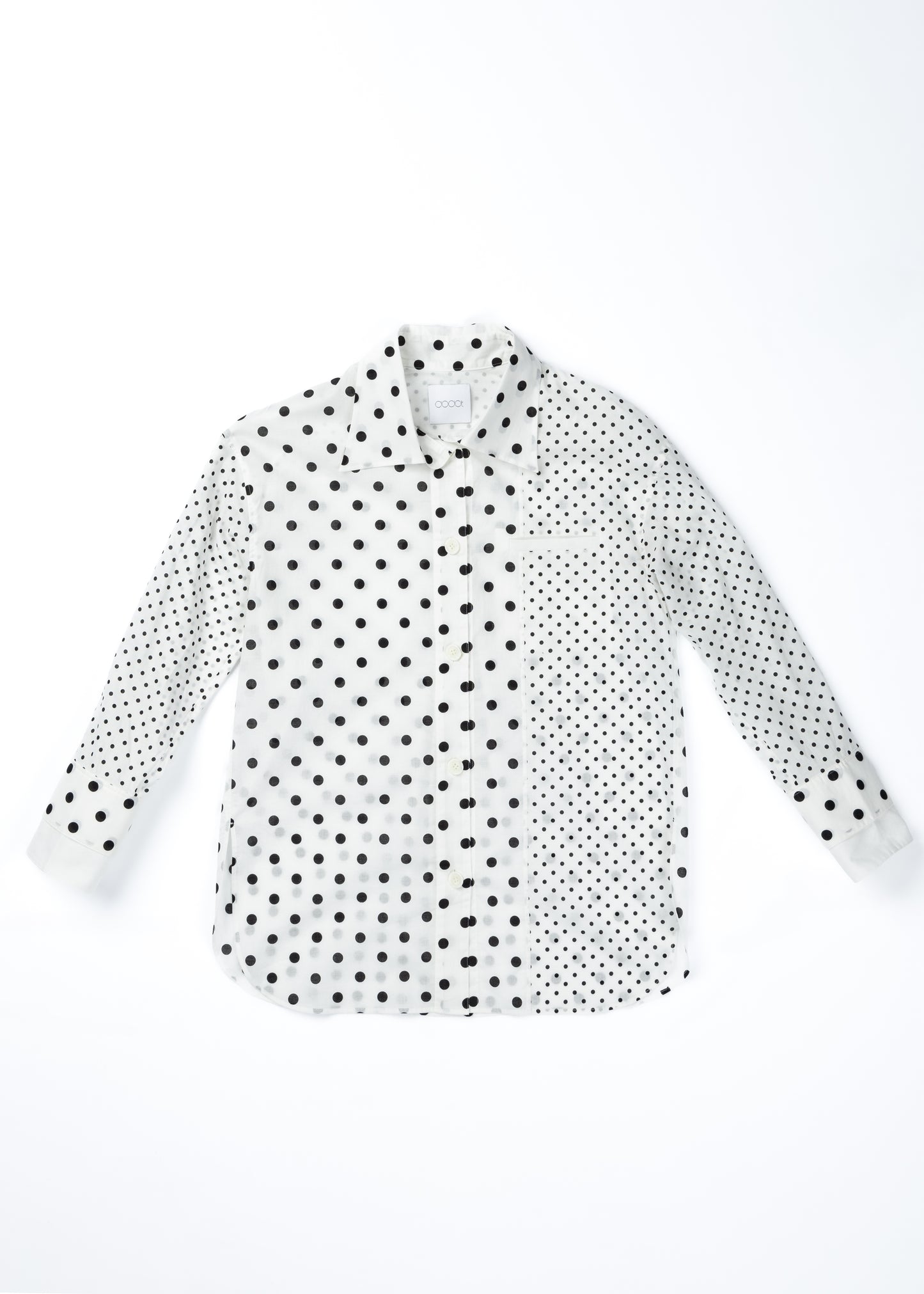 Cotton Dot Print Design Panel Shirt WHITE