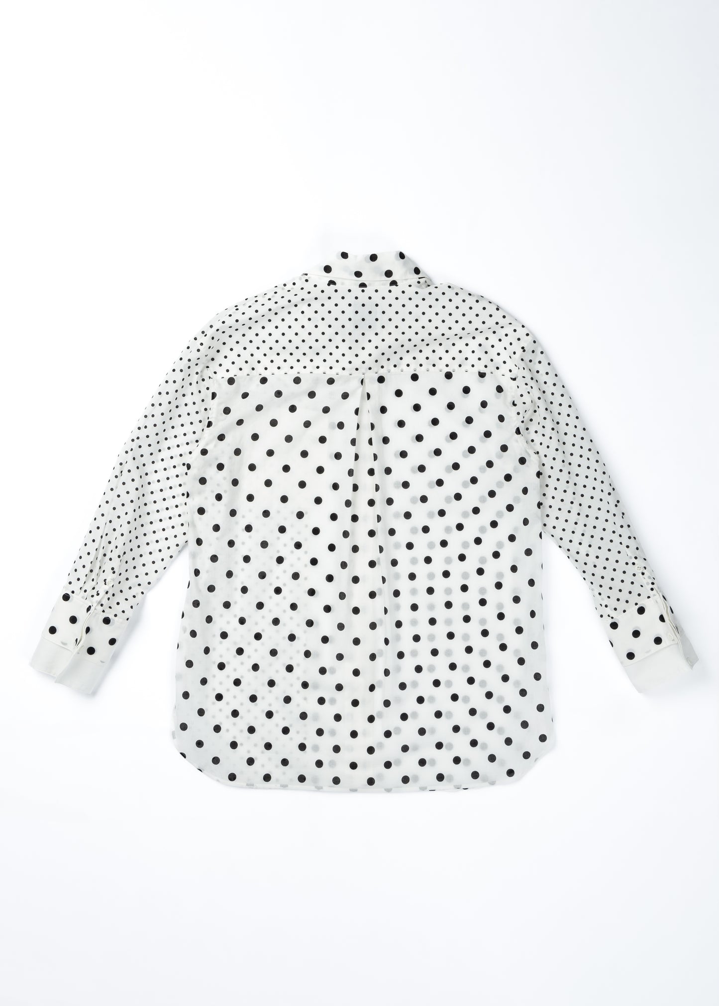Cotton Dot Print Design Panel Shirt WHITE
