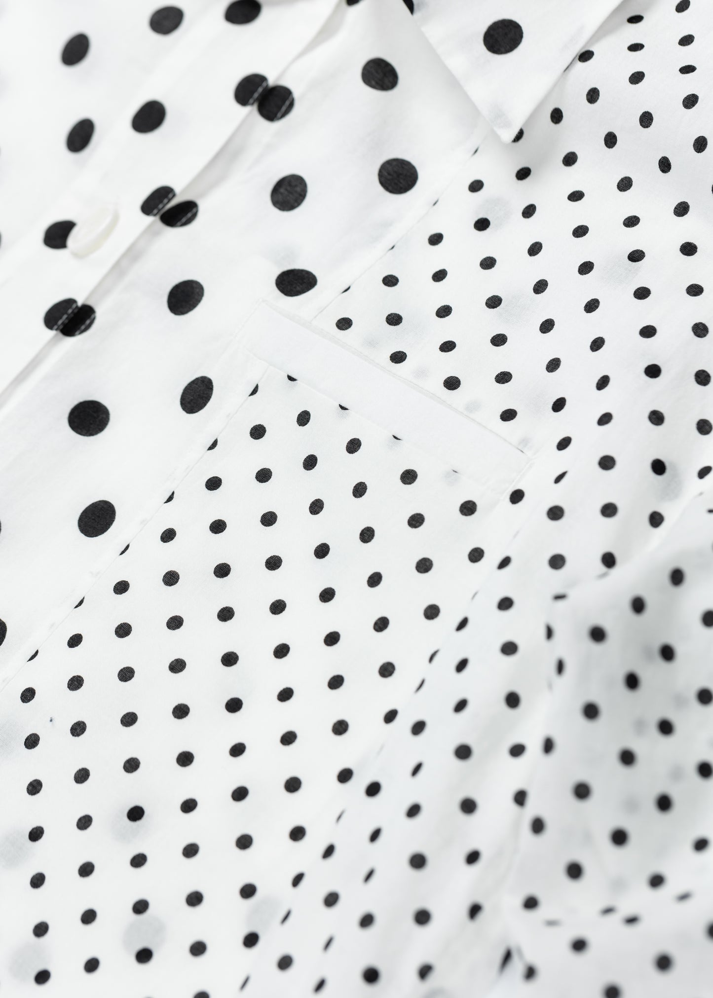 Cotton Dot Print Design Panel Shirt WHITE