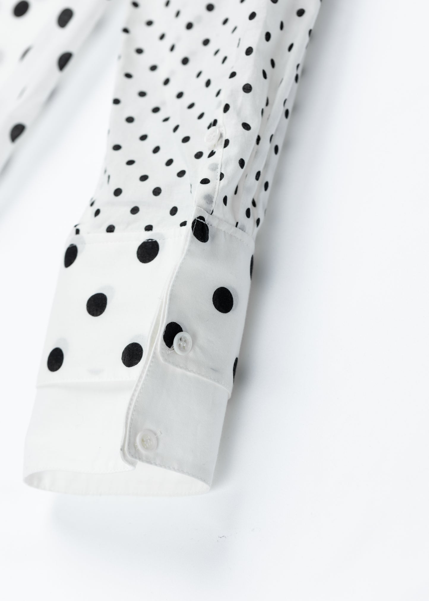 Cotton Dot Print Design Panel Shirt WHITE