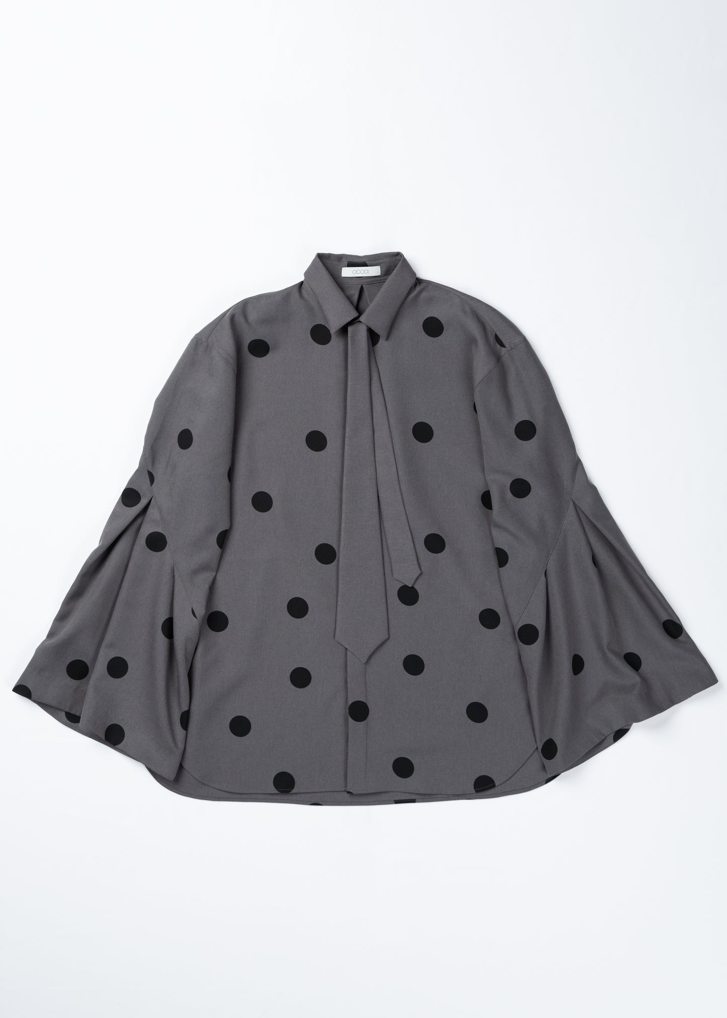 φ1.4inch dot Tie-Detail Sleeve Tuck Flare Volume Shirt GRAY