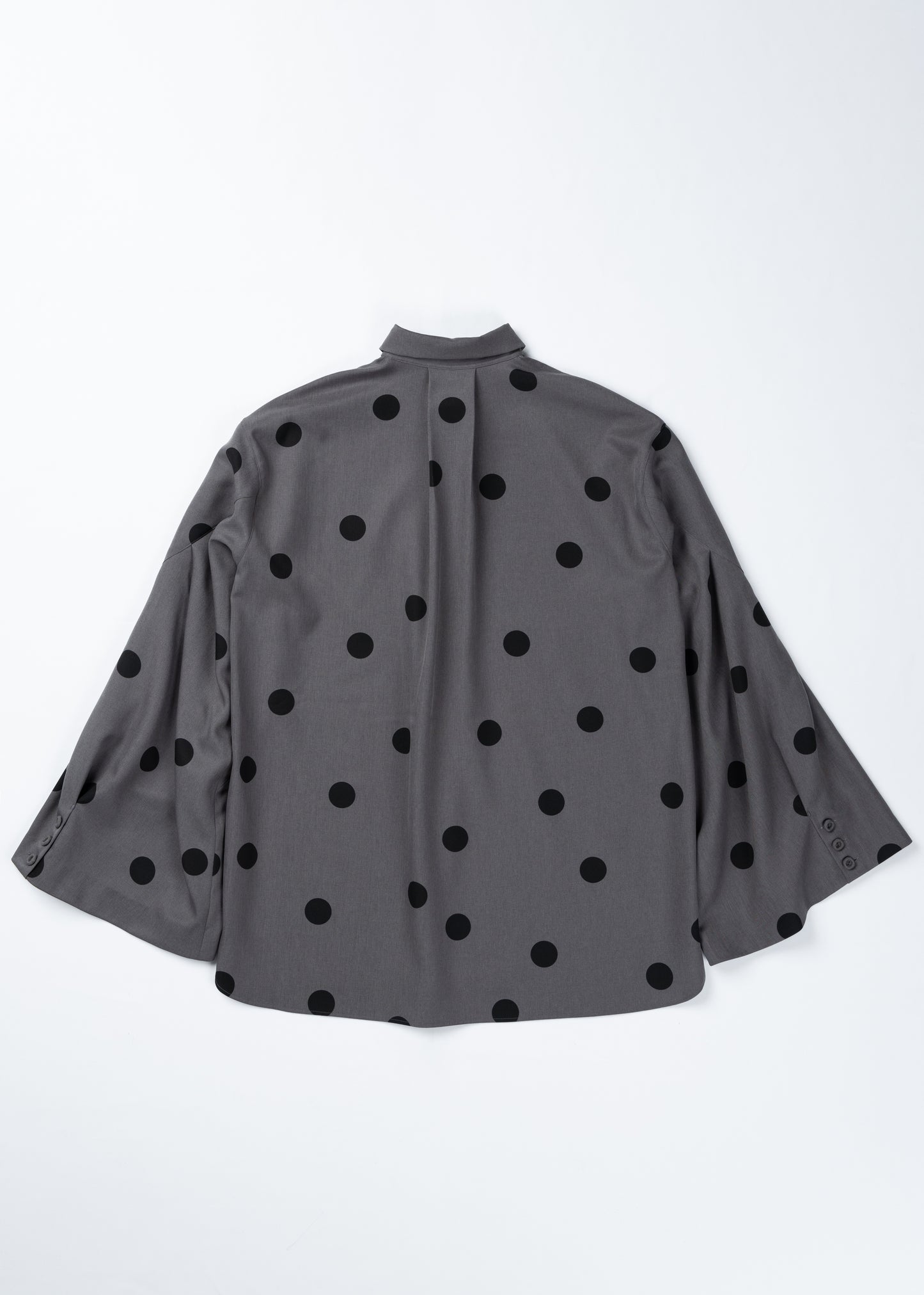 φ1.4inch dot Tie-Detail Sleeve Tuck Flare Volume Shirt GRAY