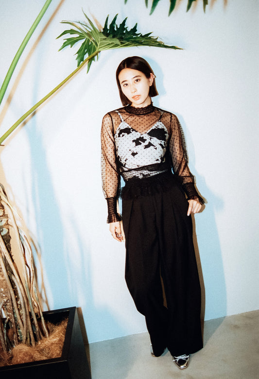 Long sleeve tulle blouse