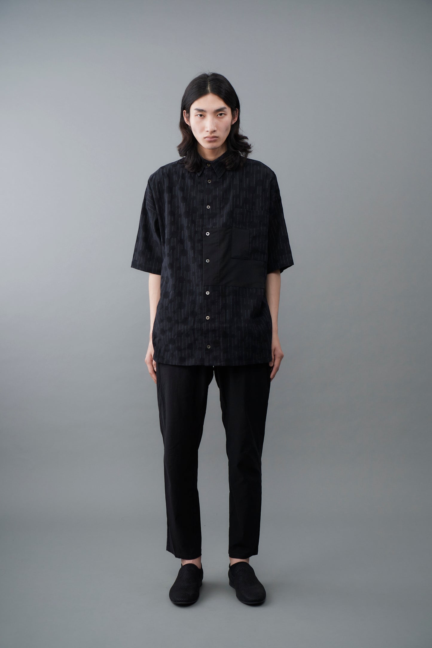 Polka-dot dobby stripe shirt