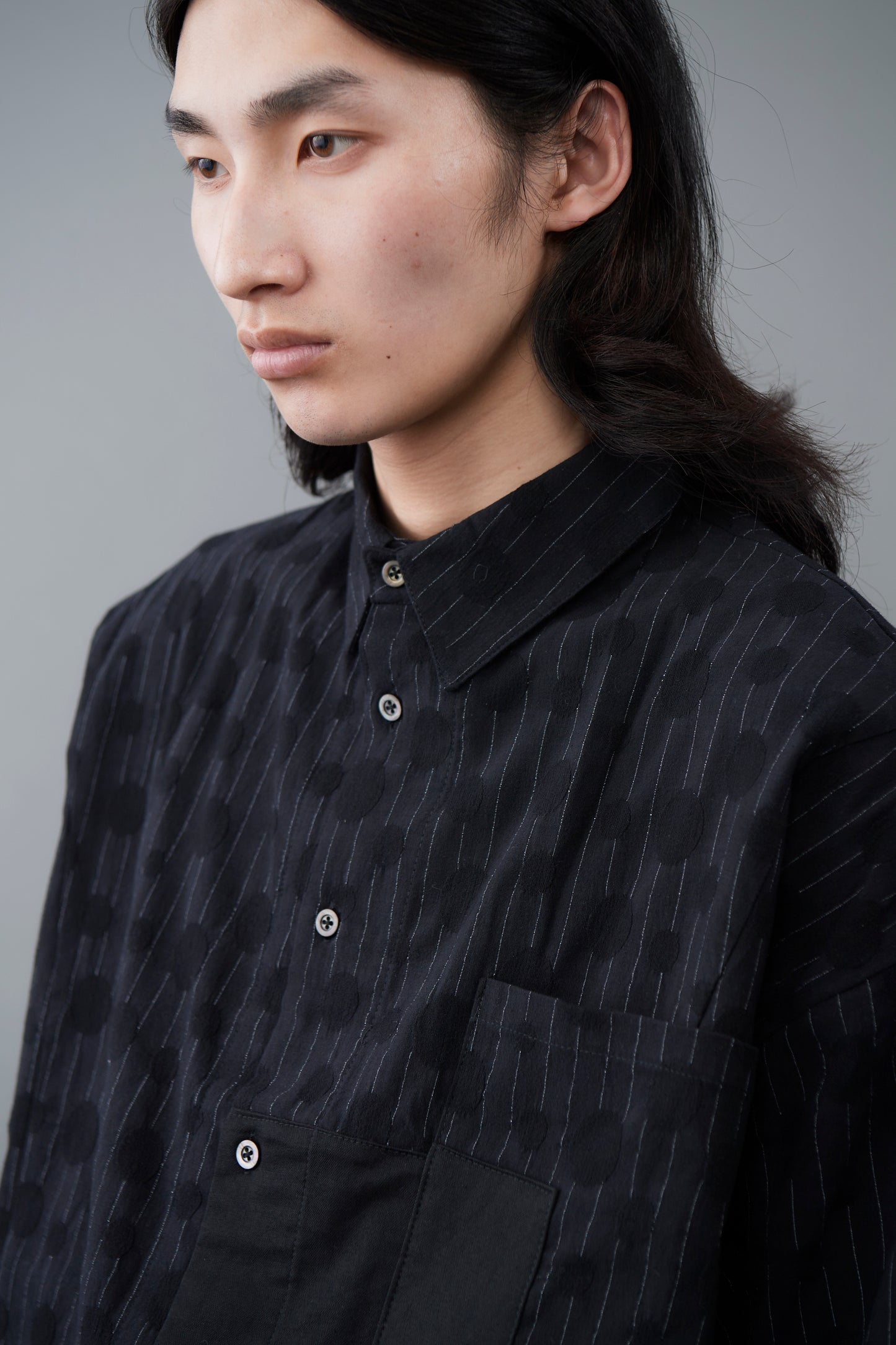 Polka-dot dobby stripe shirt