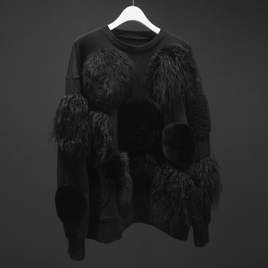 FUR PATCHES SWEAT SHIRT