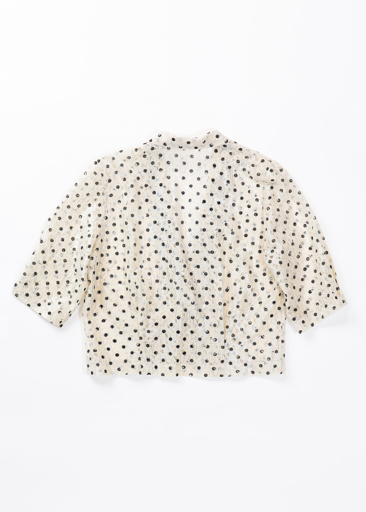Cropped sleeves blazer with printed dots on lace