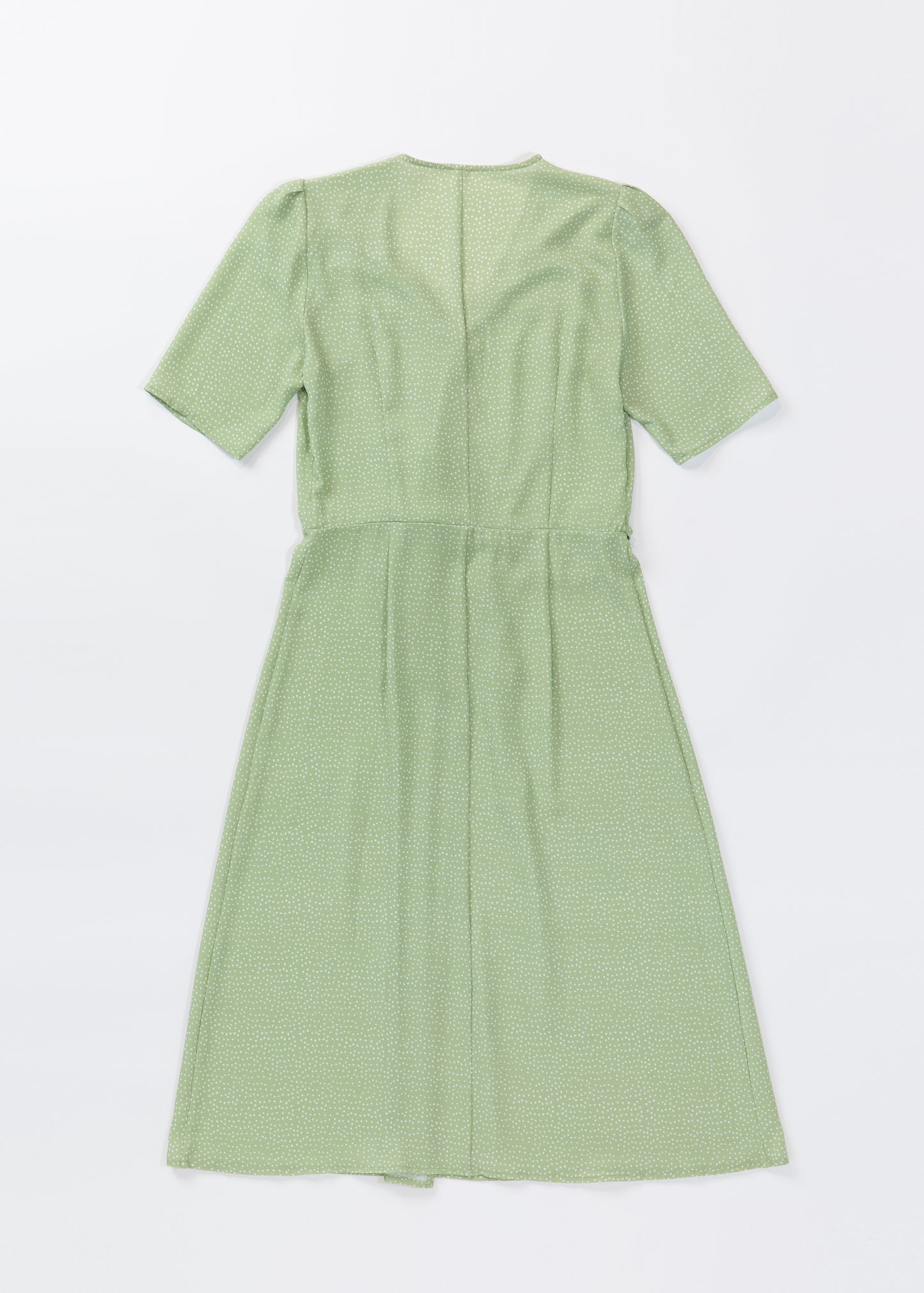 Half sleeves wrap dress with asymmetry button