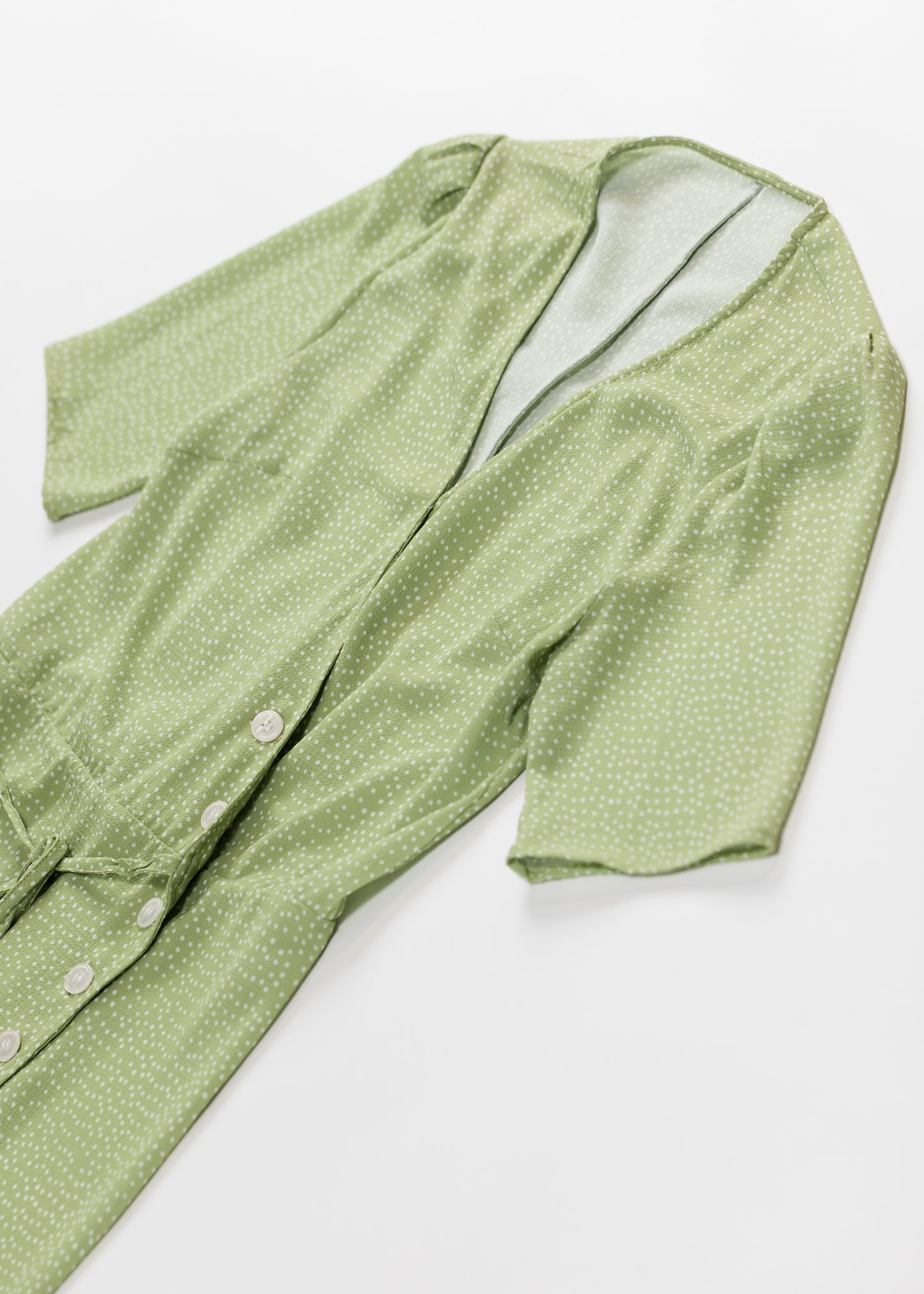 Half sleeves wrap dress with asymmetry button