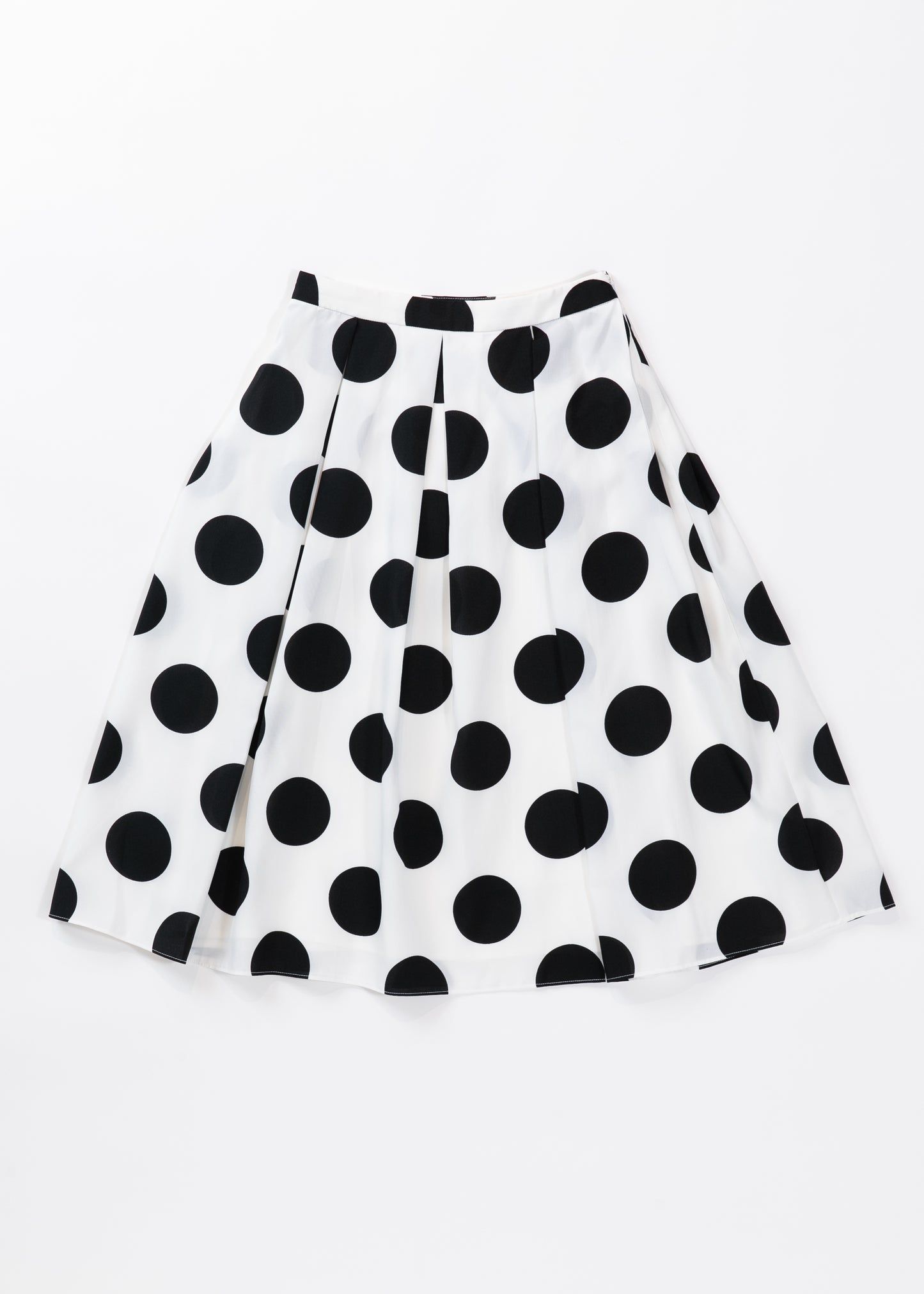 Polka dots tucked flare midi skirt