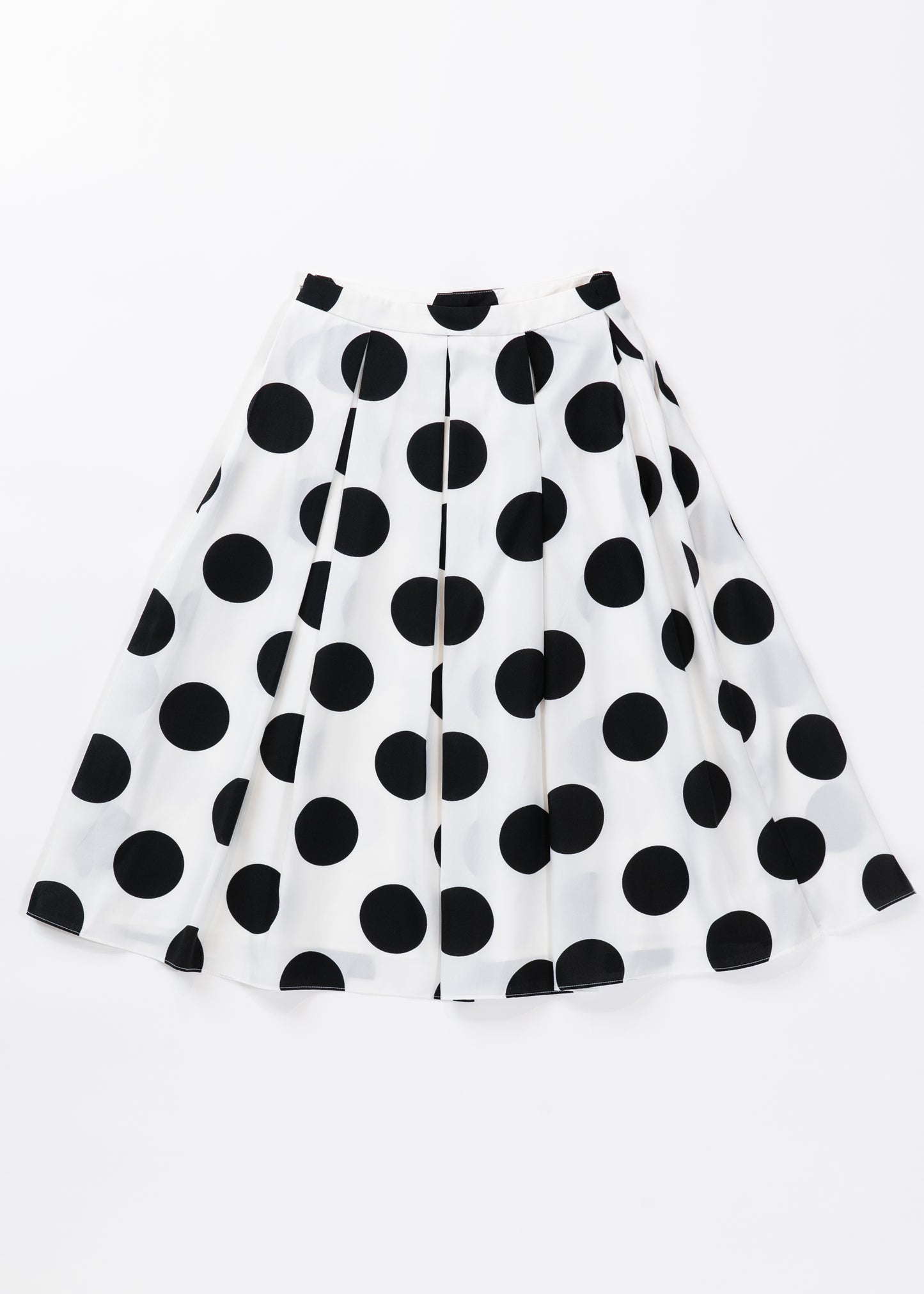 Polka dots tucked flare midi skirt