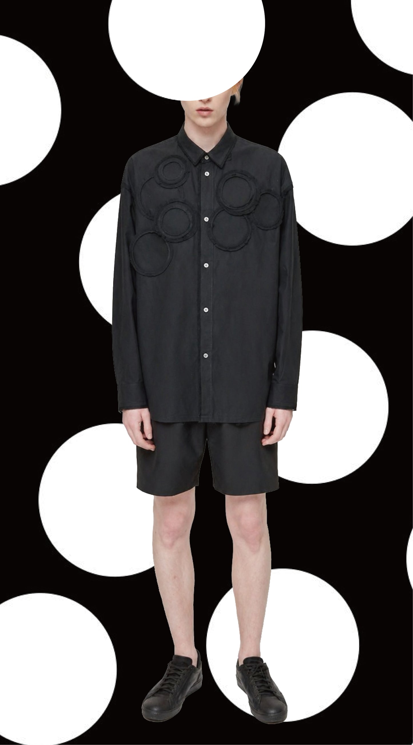 TEXTURED DOT MOTIF FRINGE SHIRT