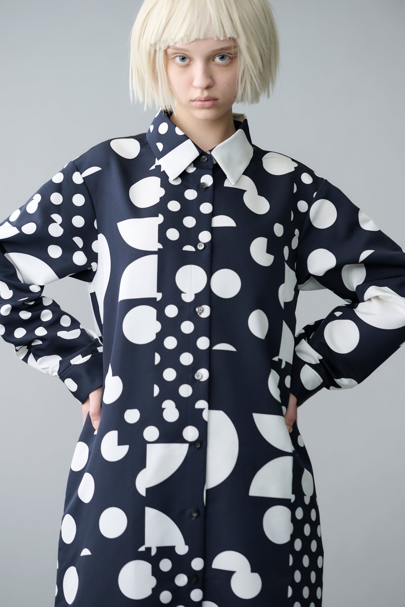 Geometric dot shirt dress