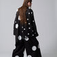 φ5inch dot Print Half Jacket BLACK