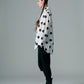 φ2inch dot Print Double Cuff Rough Shirt WHITE