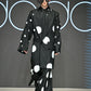φ5inch dot Print Half Jacket BLACK