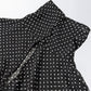 φ0.1 inch dots Layered Ballon Sleeve Dress BLACK