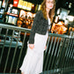 A line long skirt with front button