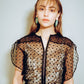 Dotted mesh dress with peplum trims