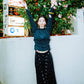 Pindots wide leg pants with polka dots belt