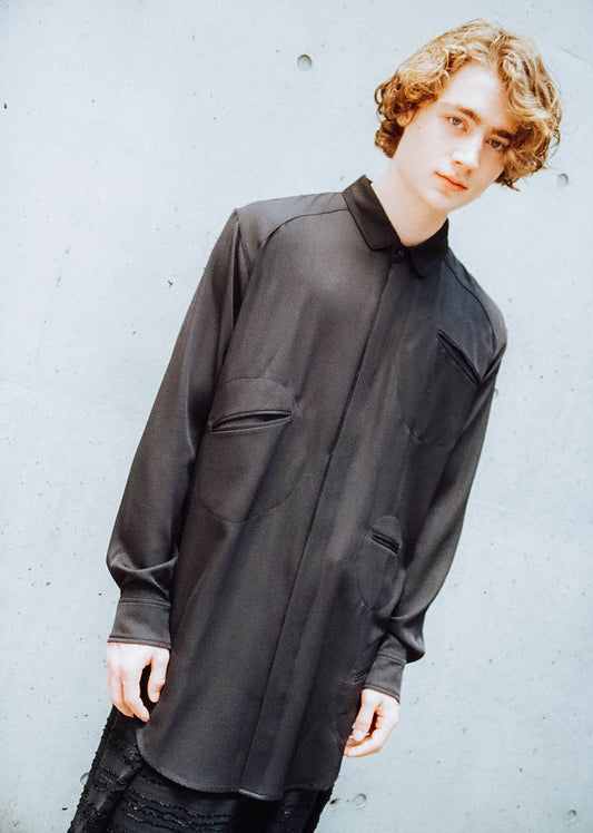 Round pockets Shirt / BLK