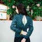 Shirring blouse at the waist with open back