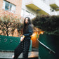 Pindots wide leg pants with polka dots belt