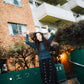 Pindots wide leg pants with polka dots belt