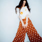 Polka dots wide leg flare pants
