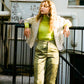 Glossy pindots high waist pants
