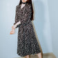 Cropped sleeves dress with scarf collar
