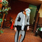 Jacquard bomber Jacket with ruffled on hem