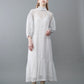 φ0.1 inch dots Layerd Ballon Sleeve Dress WHITE