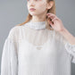 φ0.1 inch dots Layerd Ballon Sleeve Dress WHITE