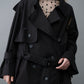 Random dot buttons Trench coat/BLK