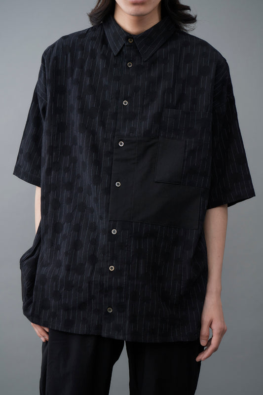 Polka-dot dobby stripe shirt