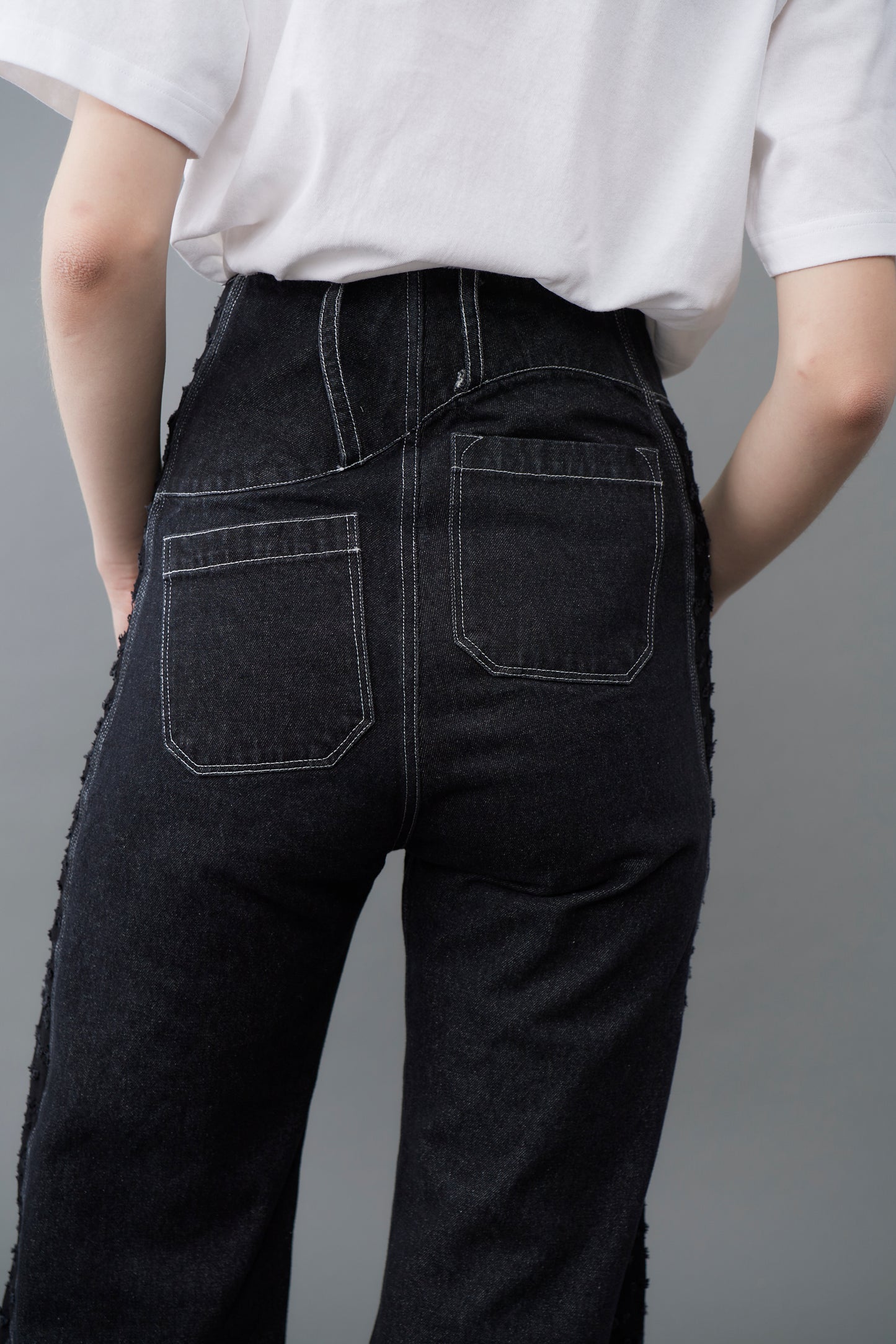 Switched Dot Wide Denim Pants