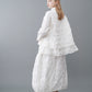 Ripple Finish dot Skirt -White