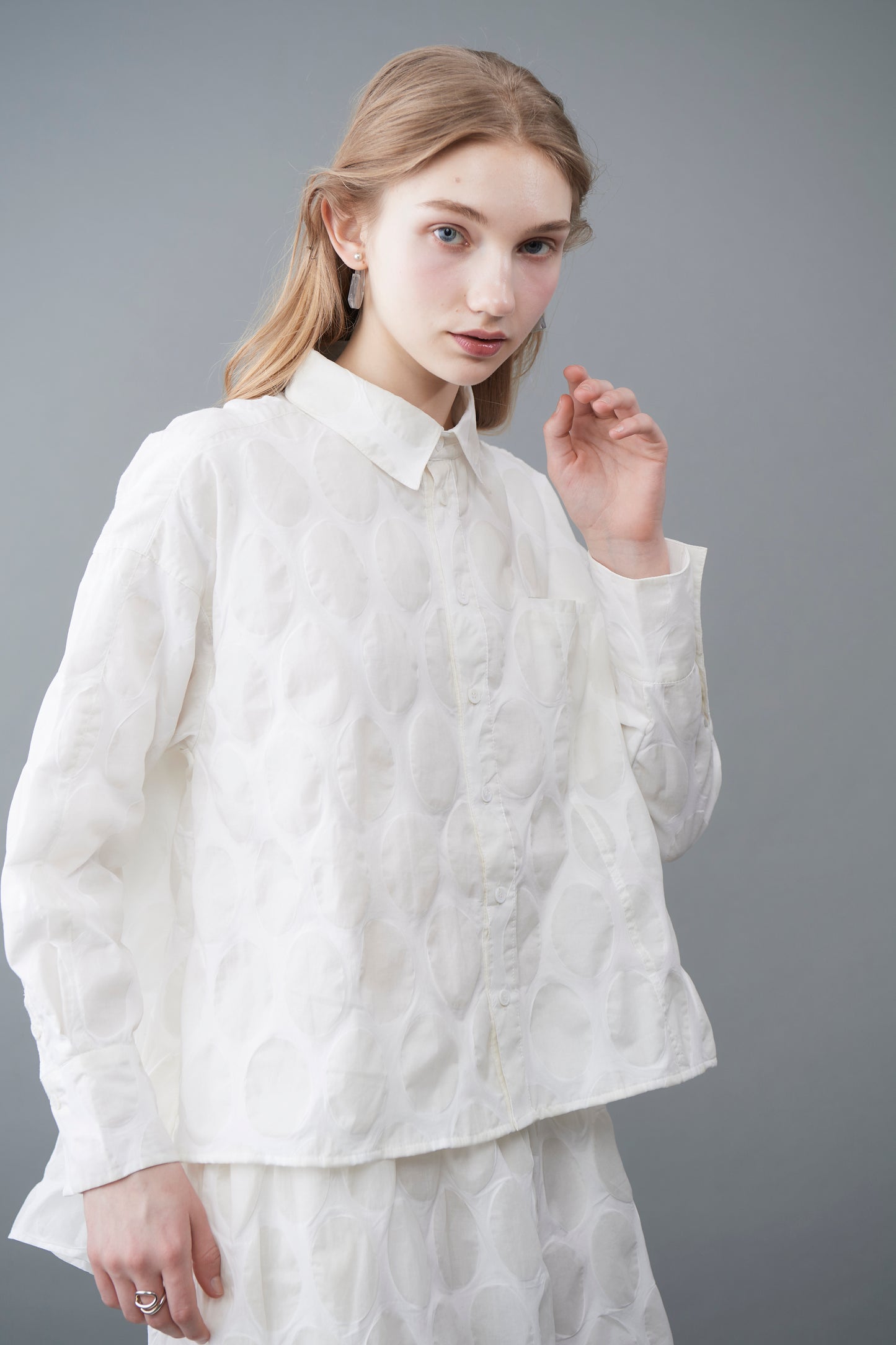 Ripple Finish dot Shirt -White