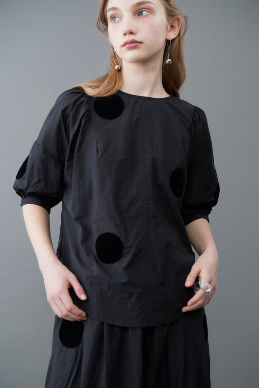 dot patched blouse