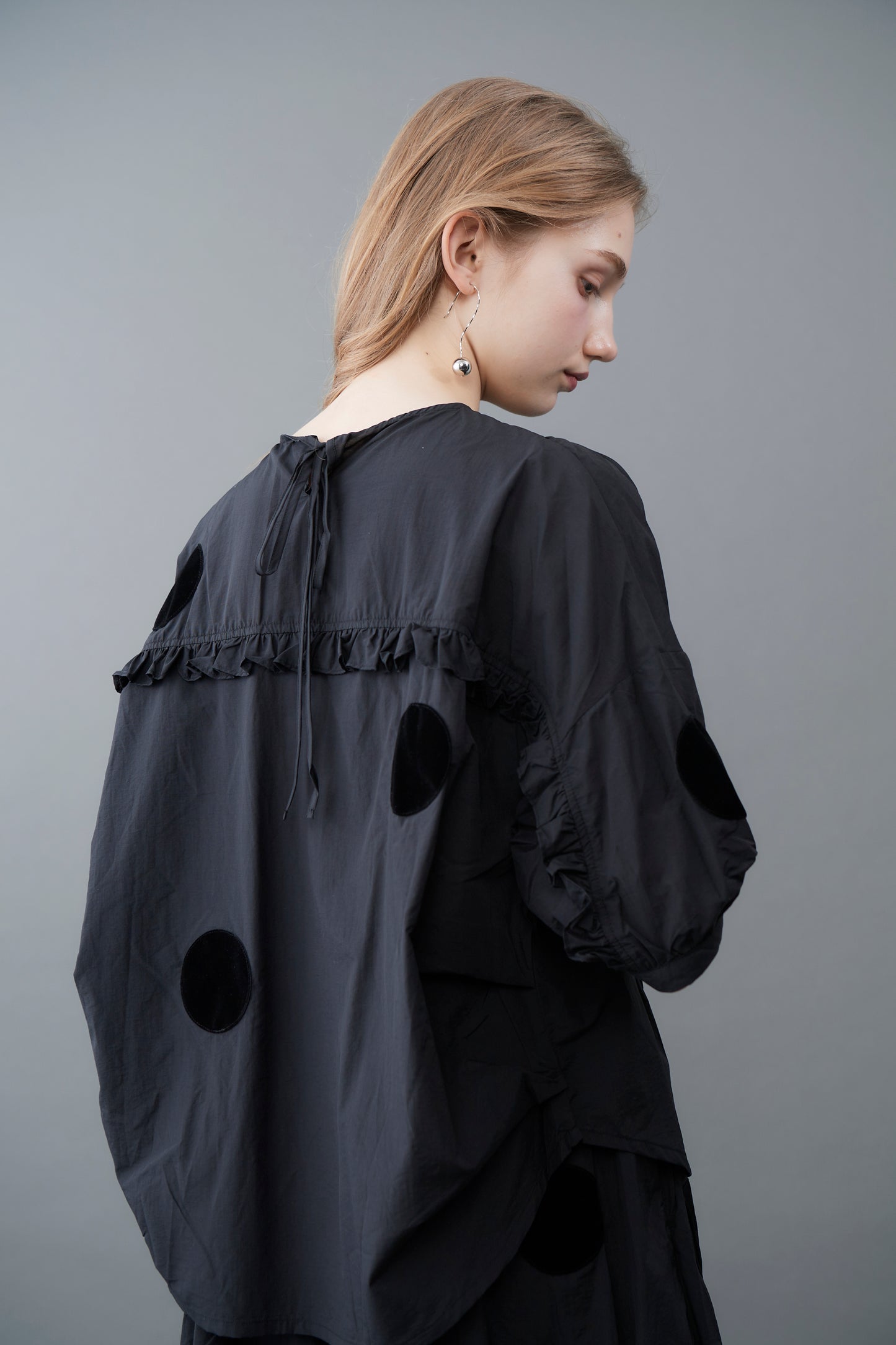 dot patched blouse